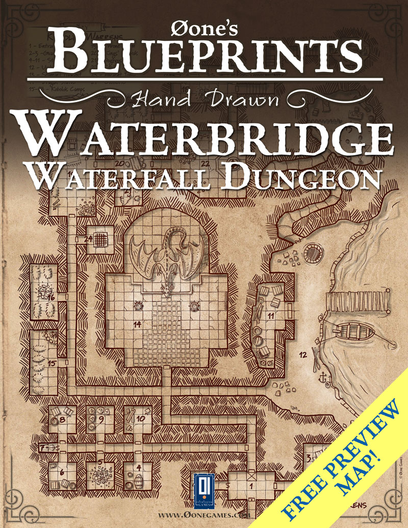One\'s Blueprints - Hand Drawn: Waterfall Dungeon Preview