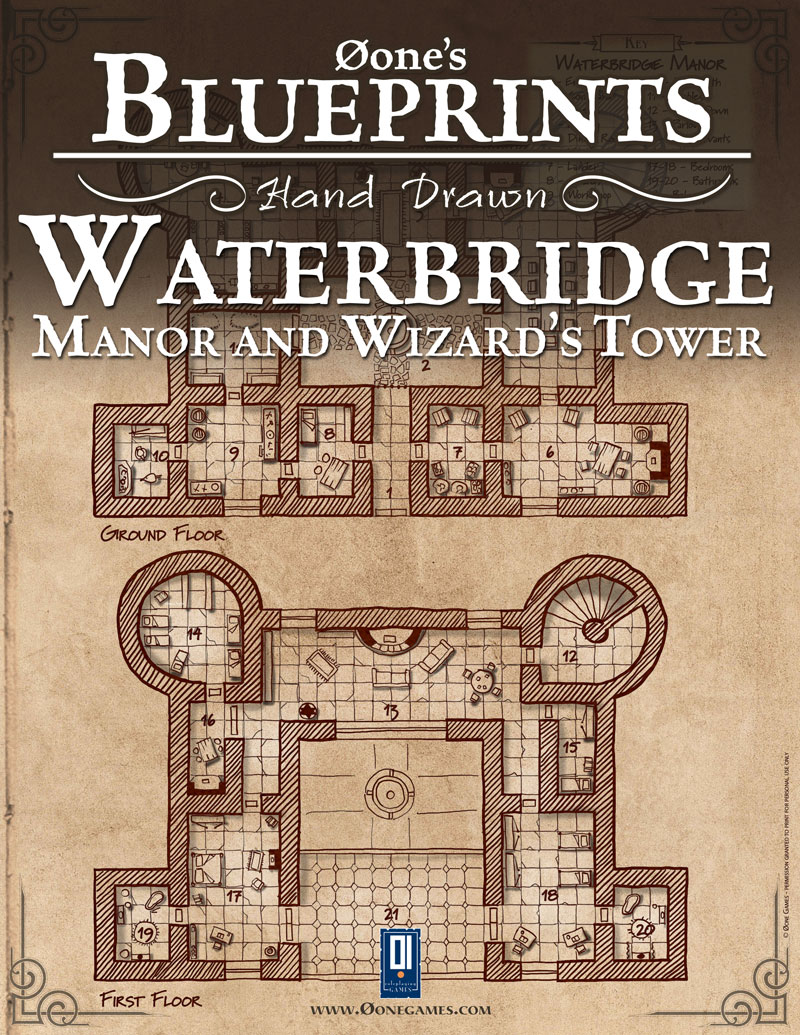 Øone\'s Blueprints - Hand Drawn - Waterbridge: Manor and Wizard’s