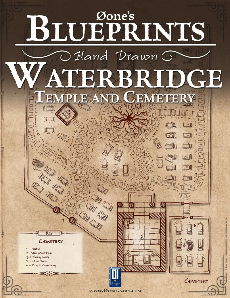 Øone\'s Blueprints - Hand Drawn - Waterbridge: Temple and Cemeter